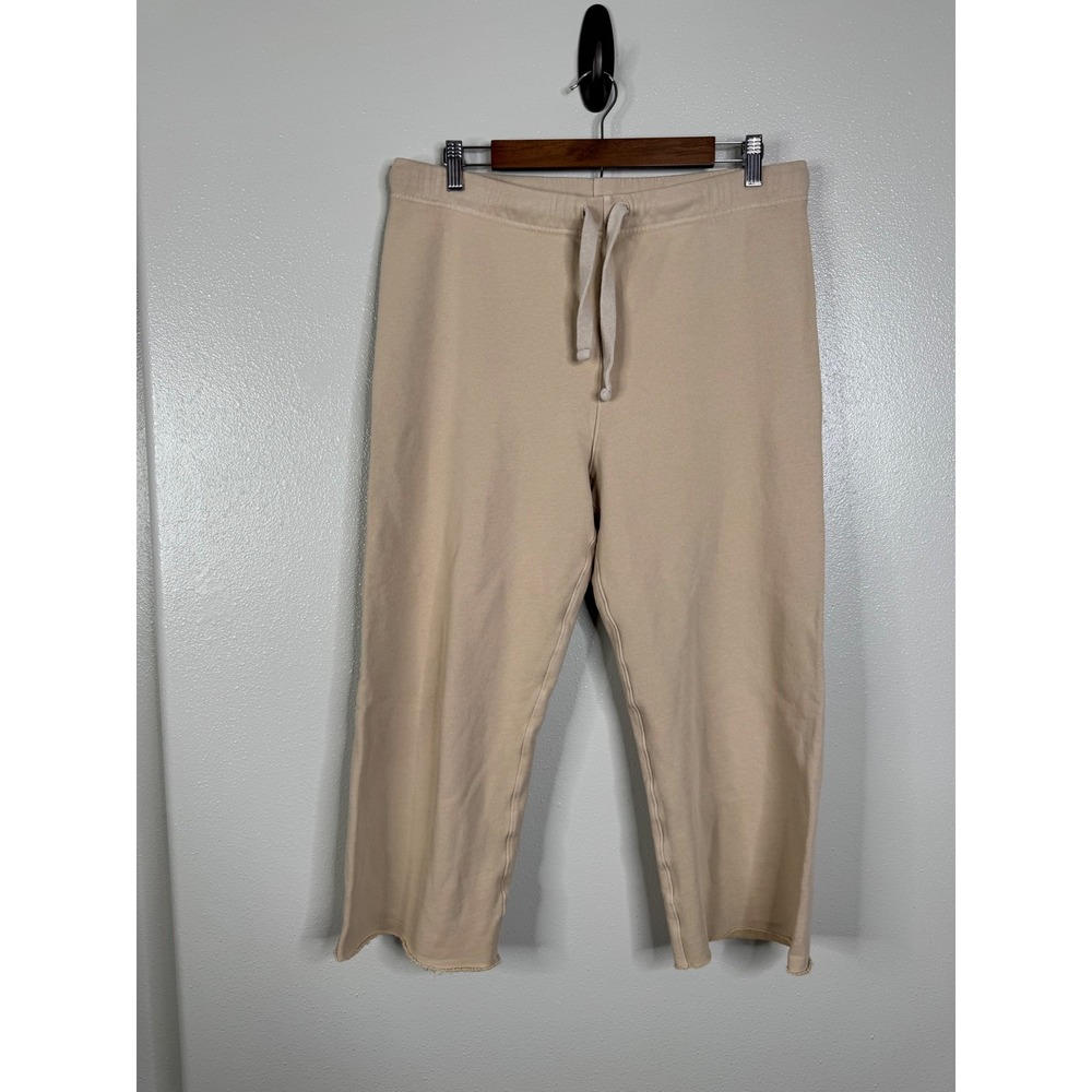 Frank & Eileen Tee Lab Beige Cotton French Terry Cropped Sweatpants Large